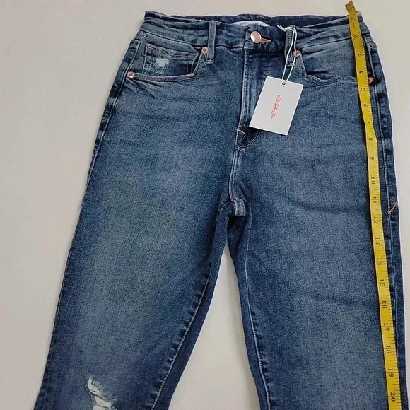 Good American Good Waist Distressed Skinny Ankle Jeans Blue476 - Picture 4 of 14